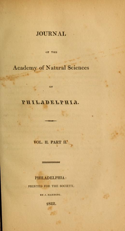 Journal of the Academy of Natural Sciences of Philadelphia, vol. II, part II